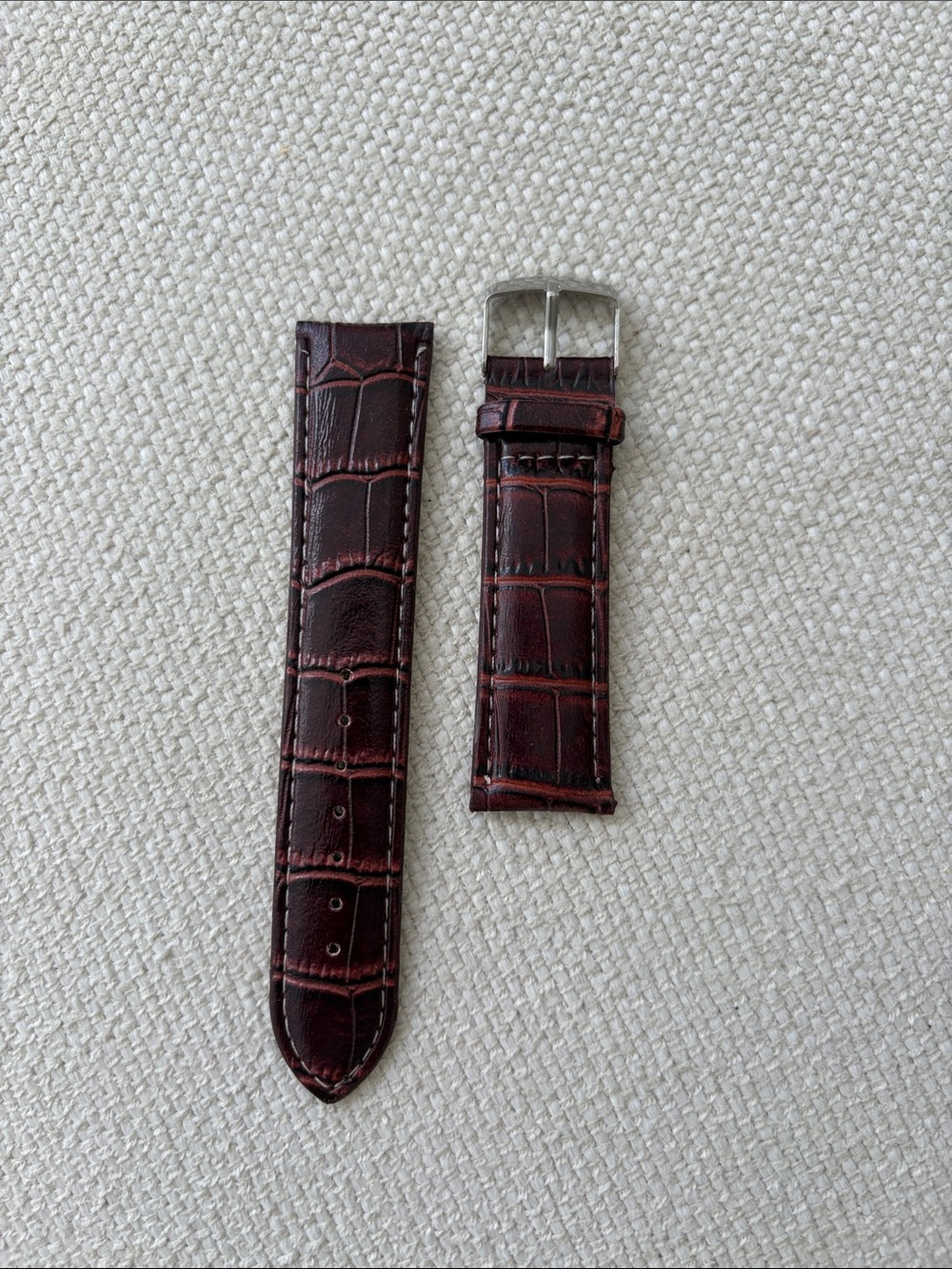 Brown Croc-Embossed Leather Watch Strap - Classic Replacement size 22